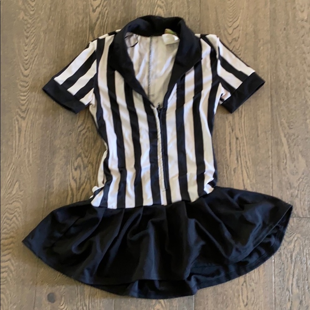 Sexy referee Halloween costume front zip minidress